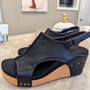 Like New Corky's Carly Wedges Black Leather